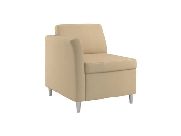 Side View Rally Aspire with 1 Upholstered Arm and Round Metal Feet