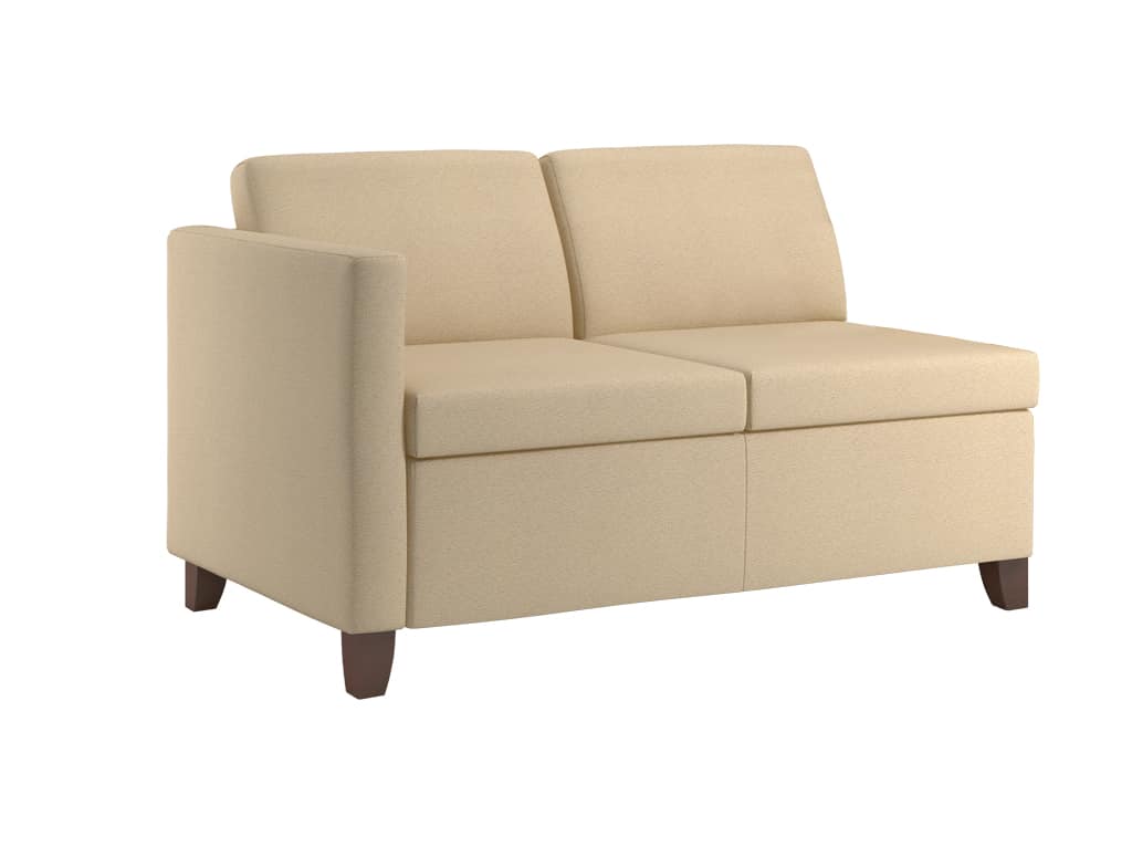 Three Quarter view Rally Embrace Loveseat 1 Uph Left Arm and Wood Feet