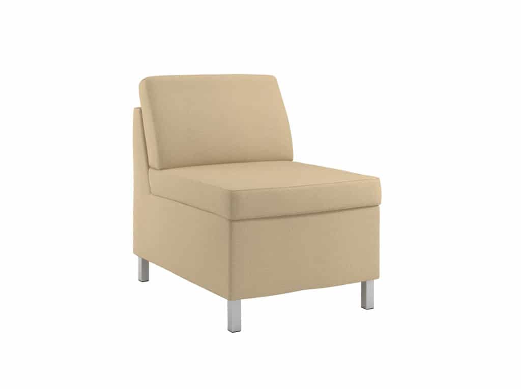 Three Quarter view of Rally Armless Chair with Square Legs
