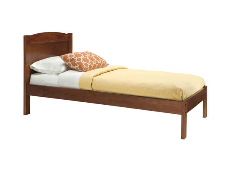 Three Quarter view of Twin Bed with Headboard and Footrail