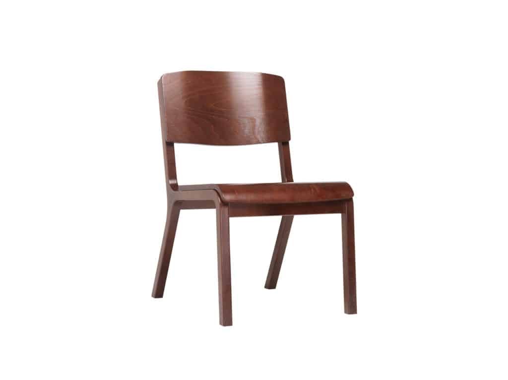Three Quarter view of PlyWedge Side Chair with All Wood Back and Seat