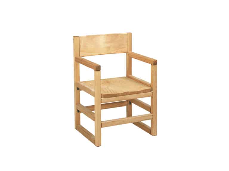 Three Quarter view of Classic Sled Base Arm Chair with Wood Seat and Back