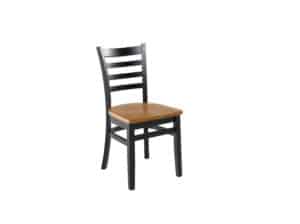 Chandler Side Chair, Black Base, Huntington Maple Seat Three Quarter view of Chandler Side Chair with Wood Seat