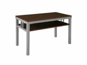 Rowan A/V Console, Silver and Chestnut Rowan A/V Console with Chestnut Top and Silver Base