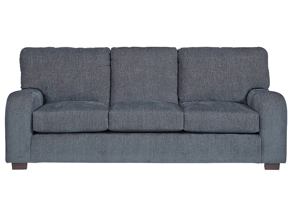 Front view Eva Sofa with Grayish Blue Chenille Fabric