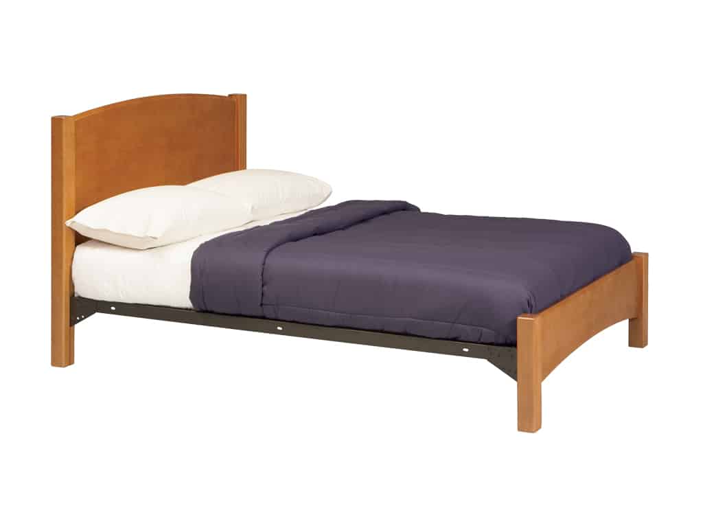 Three Quarter view of Beechwood Double Bed with Panel Headboard, Footrail and Spring Base