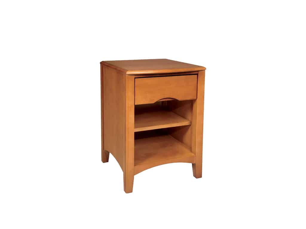 Three Quarter view of Beechwood Nightstand with Drawer