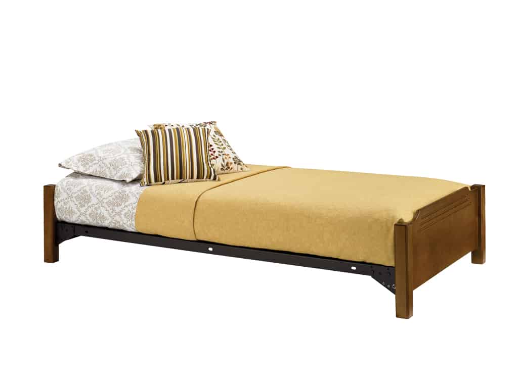 Three Quarter view Espresso Twin Bed with Spring Base