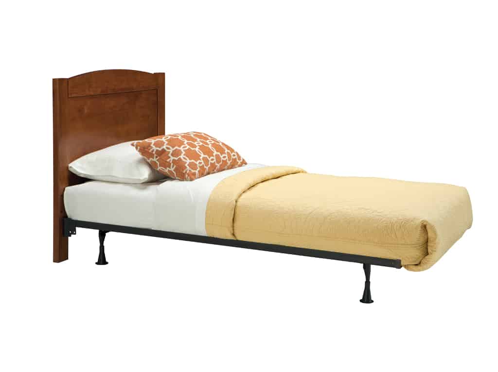 Three Quarter view of Legacy Twin Bed with Headboard and Metal Frame