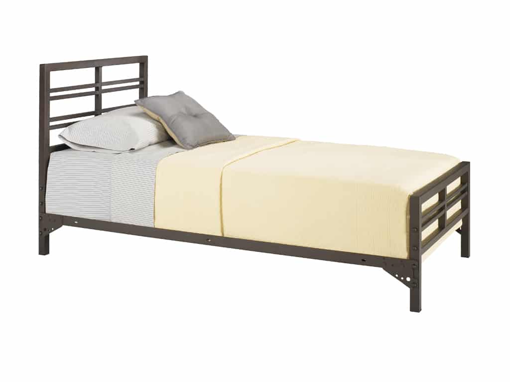 Three Quarter view Mason Twin Bed with Headboard, Footrail and Siderails