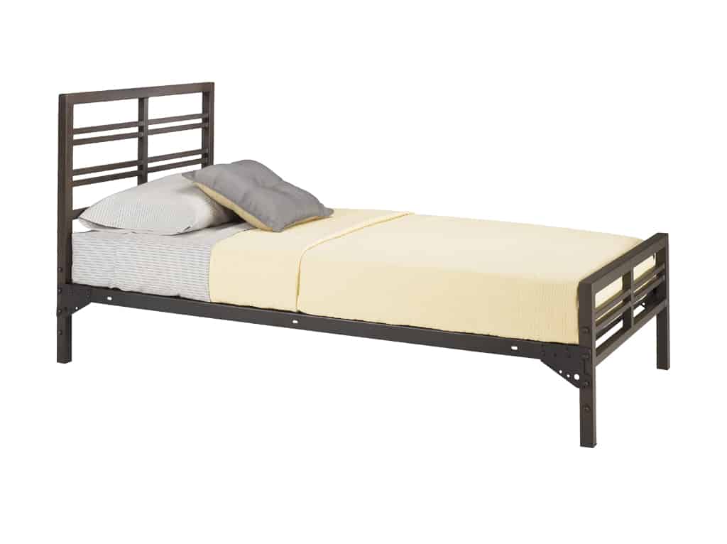Three Quarter view of Mason Twin Bed with Headboard, Footrail and Spring Base