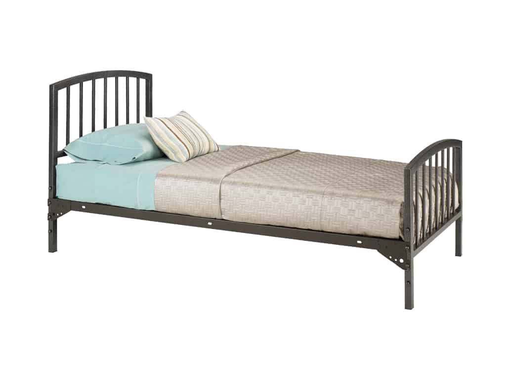 Three Quarter view of Lenox Twin Bed with Headboard, Footboard and Spring Base