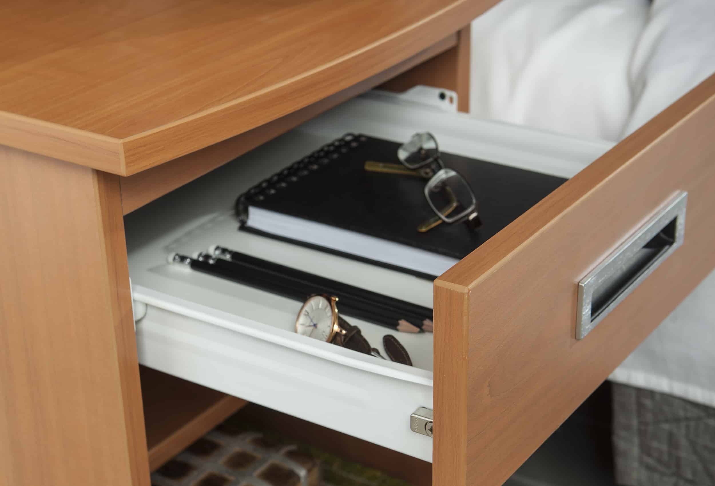 Merit Nightstand Drawer Detail, Medium Cherry Merit Drawer Detail