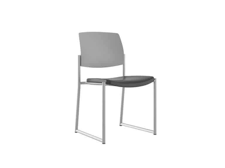 Three Quarter view Upland Side Chair with Poly Seat, Plastic Back & Sled Base