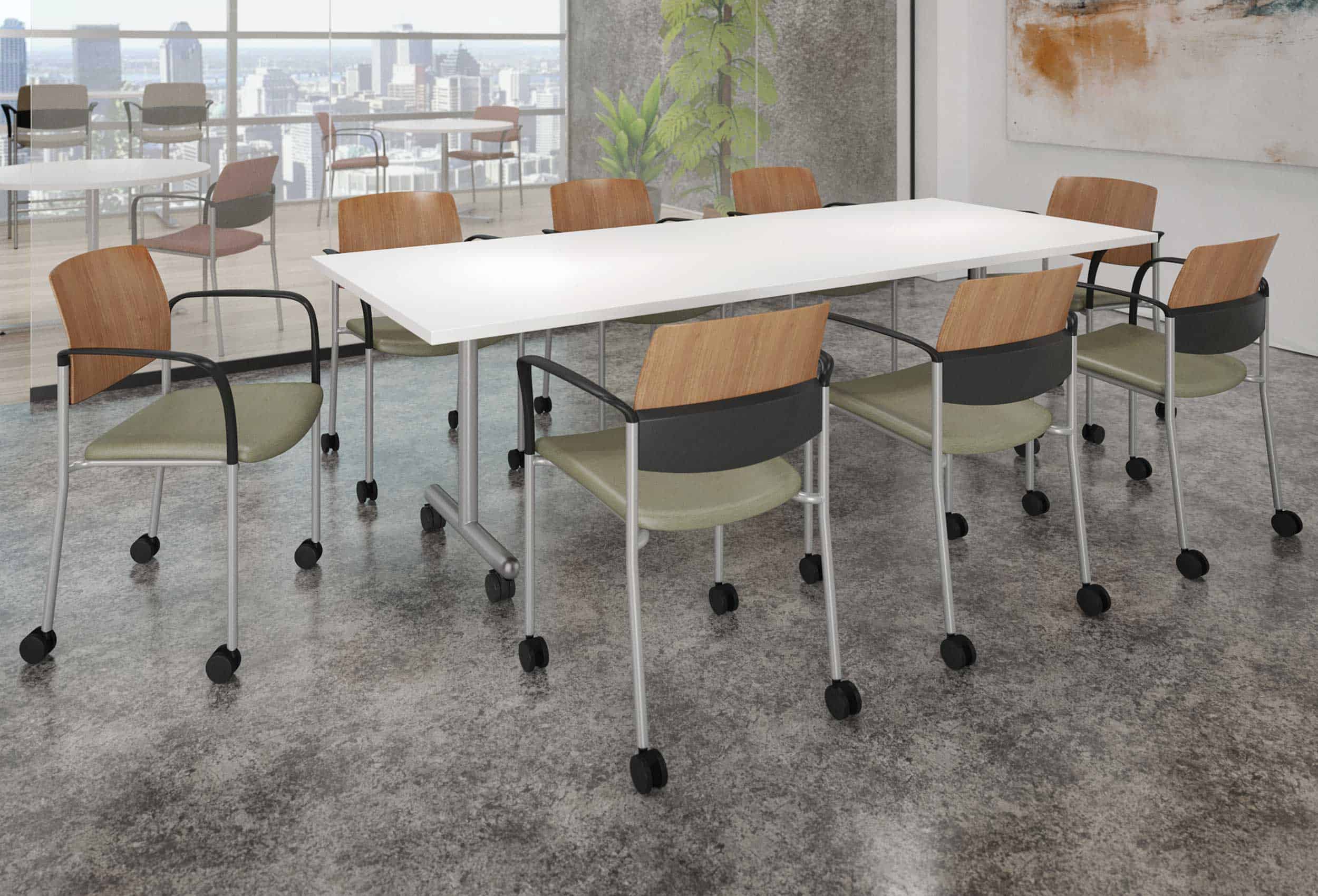 Upland Arm Chairs & Rectangle Tubular Table
