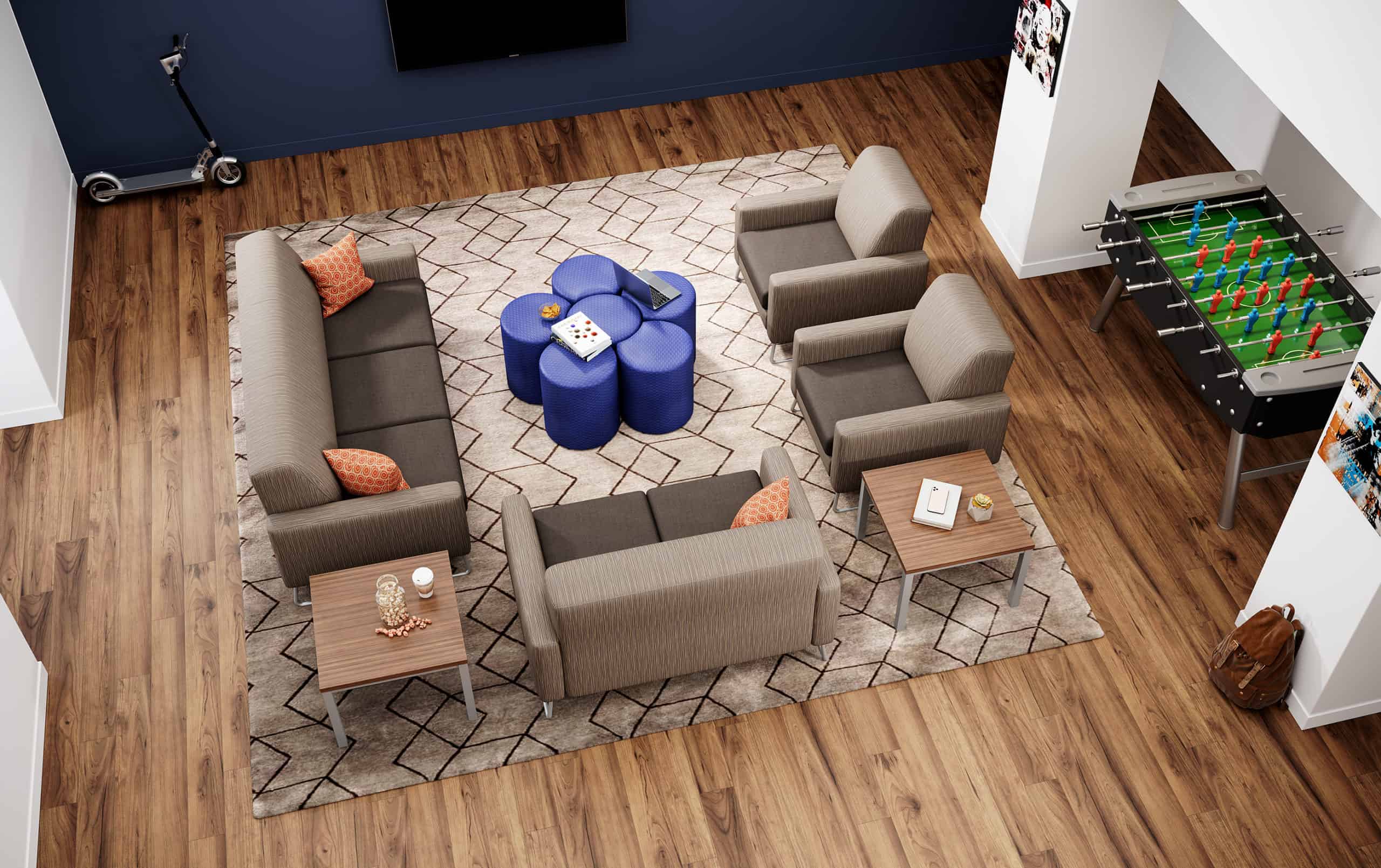 Chill Lobby (Education) Chill Living Room with Sofa, Loveseat, and two Chairs