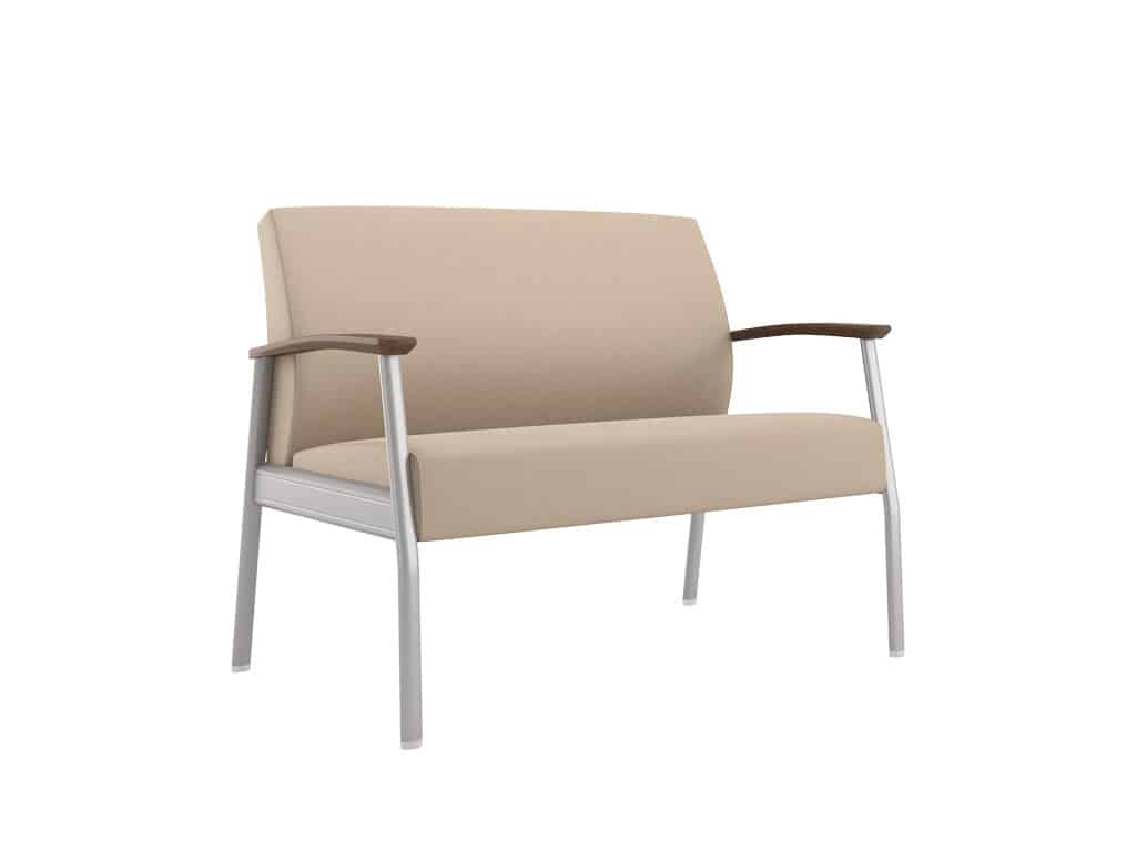 Canton Loveseat with Continuous Seat Wood Arm Caps and Aluminum Side Rail