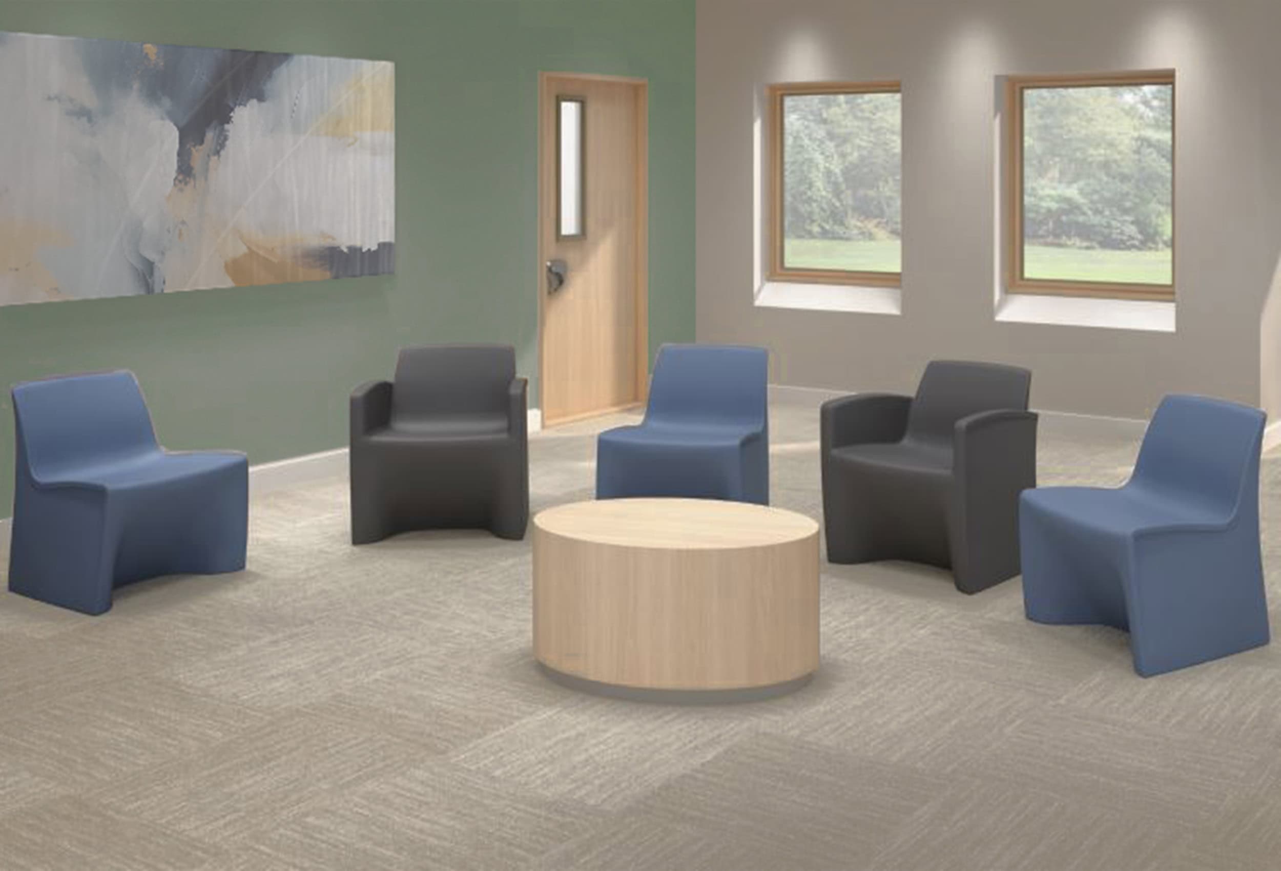 Hardi Lounge Chairs and HD Round Table for Behavioral Health