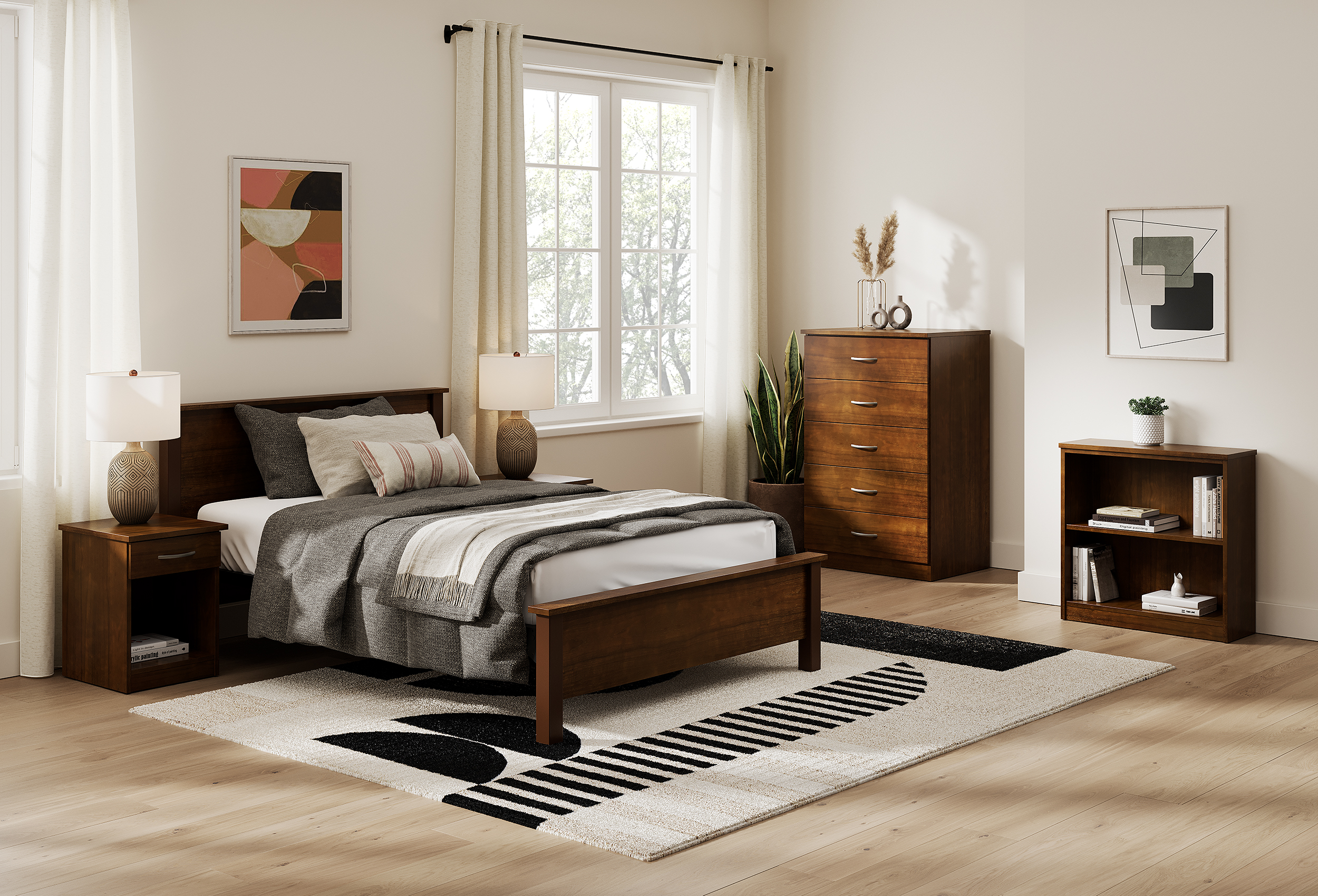 Fusion bed and Merit products in a bedroom.