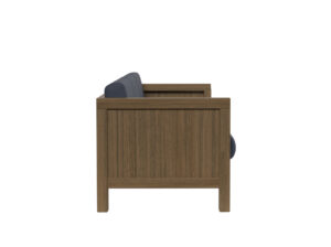 Durable couch with upholstered cushions for social service programs