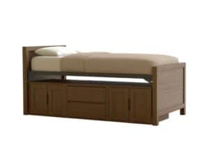 Durable bed built for fire stations with available underbed storage.