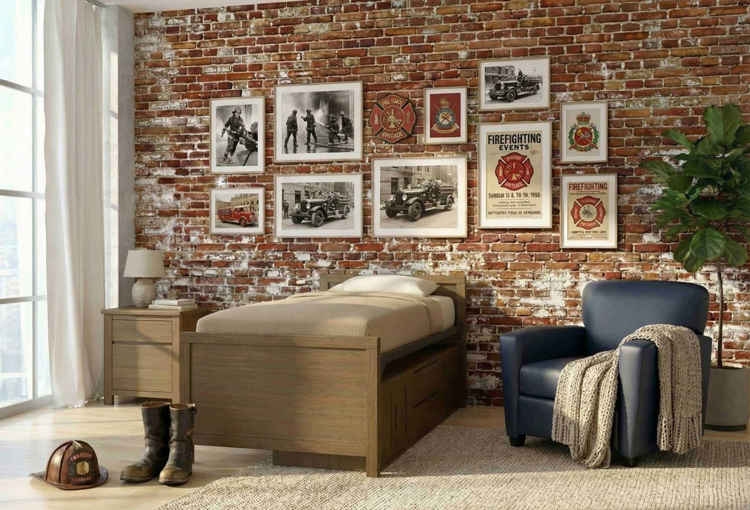 Reside Bed with Underbed Storage in a Fire Station Bedroom